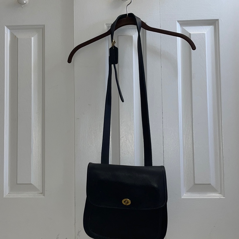 Coach over the shoulder satchel bag dark blue excellent condition